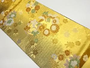 花輪に花鳥模様織出し袋帯